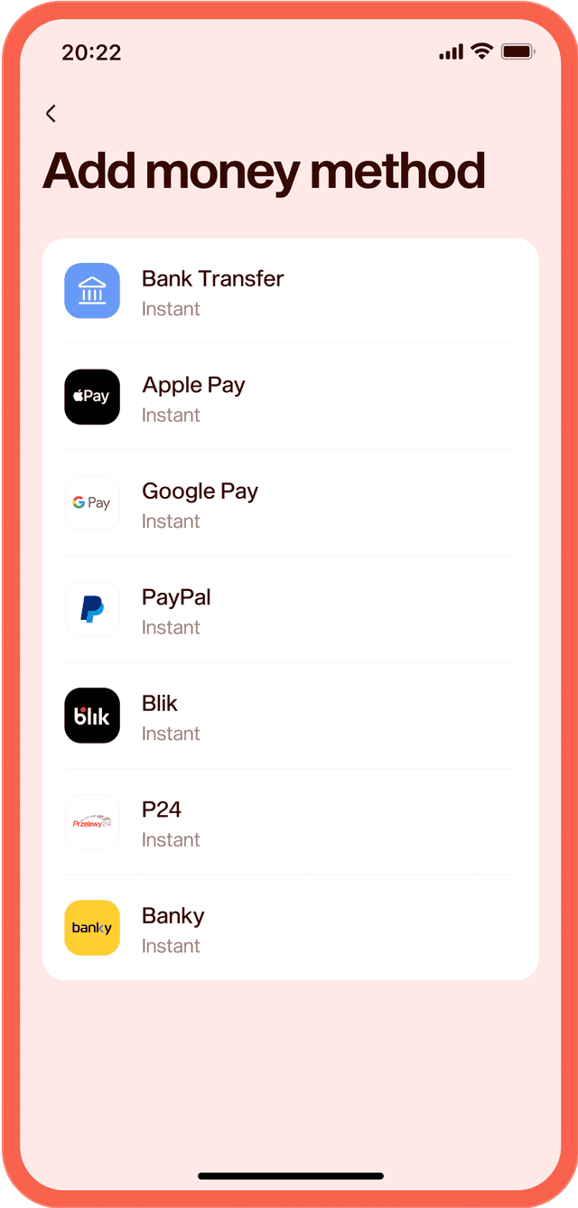 70+ payment methods all over the world